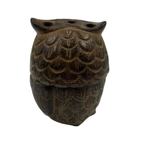 Vintage 4" Tall Owl Incense Burner Stoneware Tea Light Candle Holder Japan Quon - Picture 2 of 11